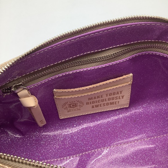 Consuela Tool Bag Joss Leopard Print Gold Glitter‎ Clutch Crossbody Purse NWT - Picture 9 of 12